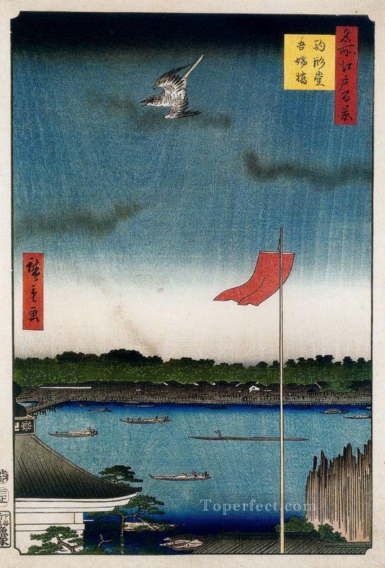 komokata hall and azuma bridge 1857 Utagawa Hiroshige Ukiyoe Oil Paintings